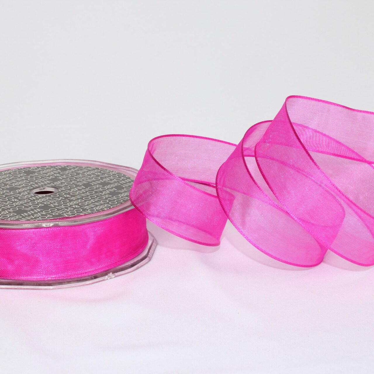 The Ribbon People Shimmering Fuchsia Pink Crystal Wired Edge Craft Ribbon 1" x 54 Yards